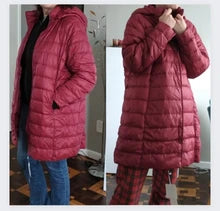 Ultra Light Thin Slim Long Down Jacket Coat with Removal Hood