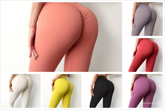 Fitness Solid High Waist Push Up Ankle Length Workout Leggings