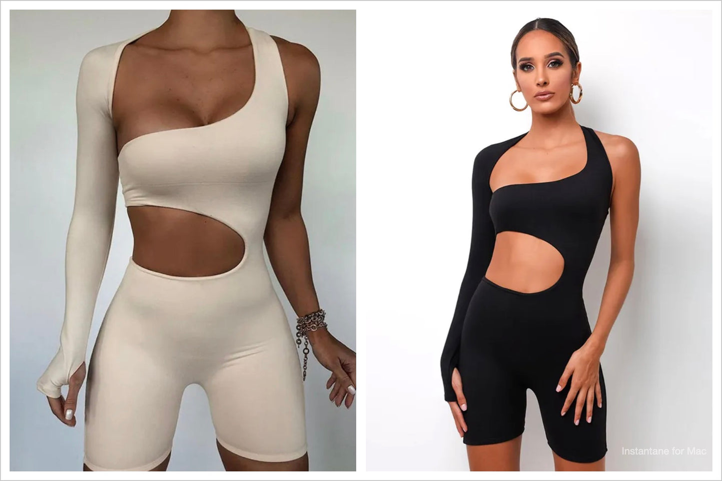 Sexy Fitness Jumpsuit One Shoulder Skinny Bodycon Solid Sport Romper Playsuit