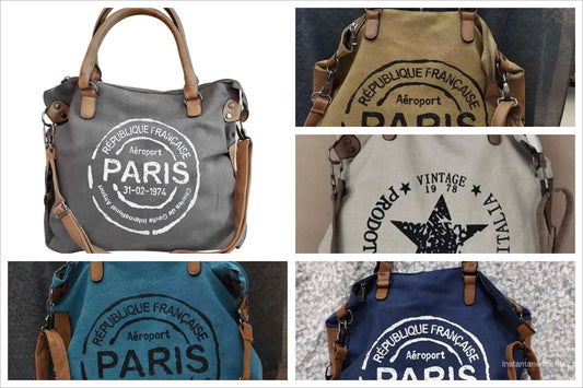 Top Quality Multifunctional Canvas Bag Printed Letters Travel Bag Vintage Style Shoulder Bag Hand bag Tote Bag