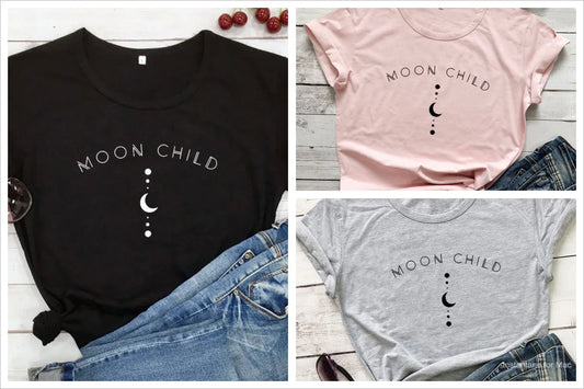 Moon Child T-shirt Spiritual Girl Gothic Tshirt Aesthetic Graphic Tee Shirt Top