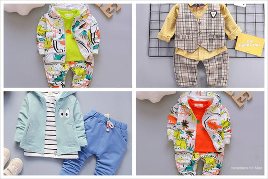 Spring Autumn Baby Boys Clothes Children Sport Jacket T-Shirt Pants 3Pcs/Sets Toddler Fashion Kids Tracksuits