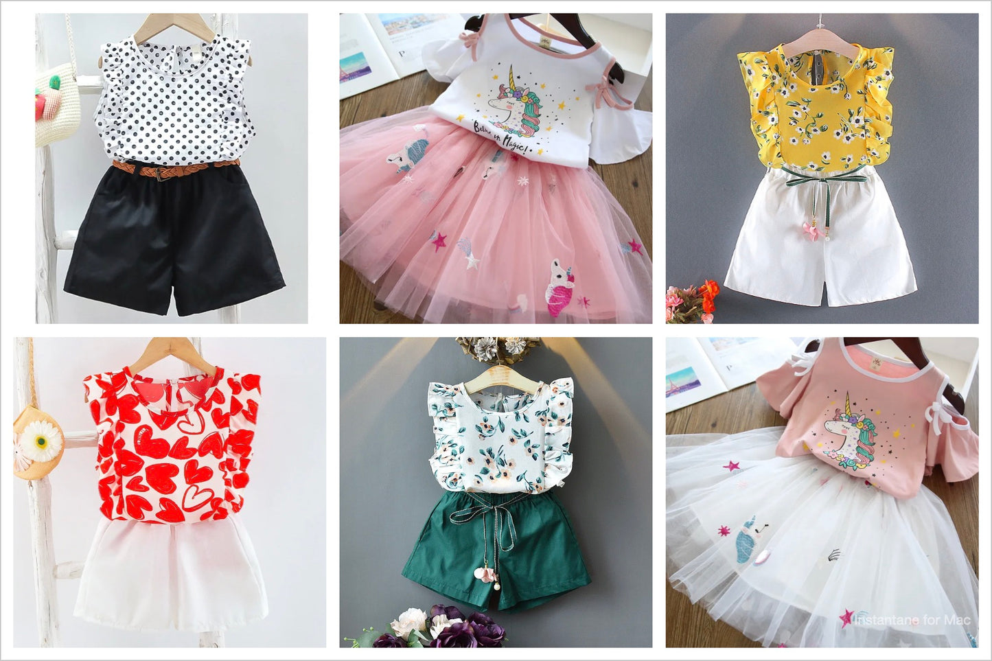 Children Clothing Summer Girls Clothes Top + Tutu Skirt Kids Clothing Set