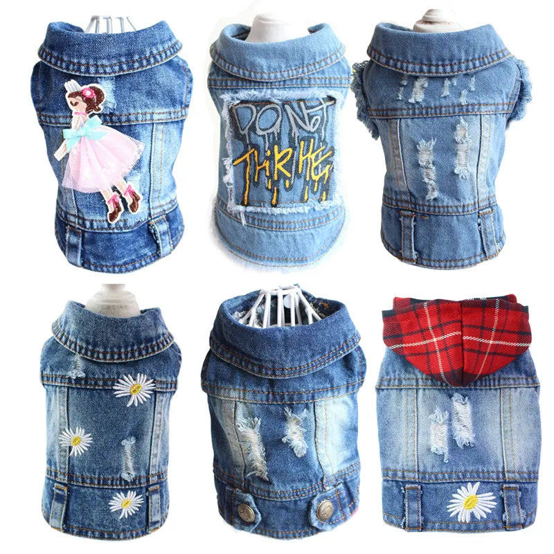 Denim Jeans Jacket Vest for Small Dogs and Cats