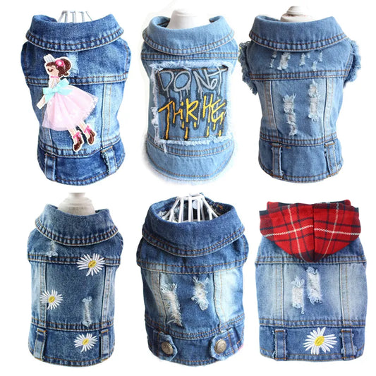 Denim Jeans Jacket Vest for Small Dogs and Cats