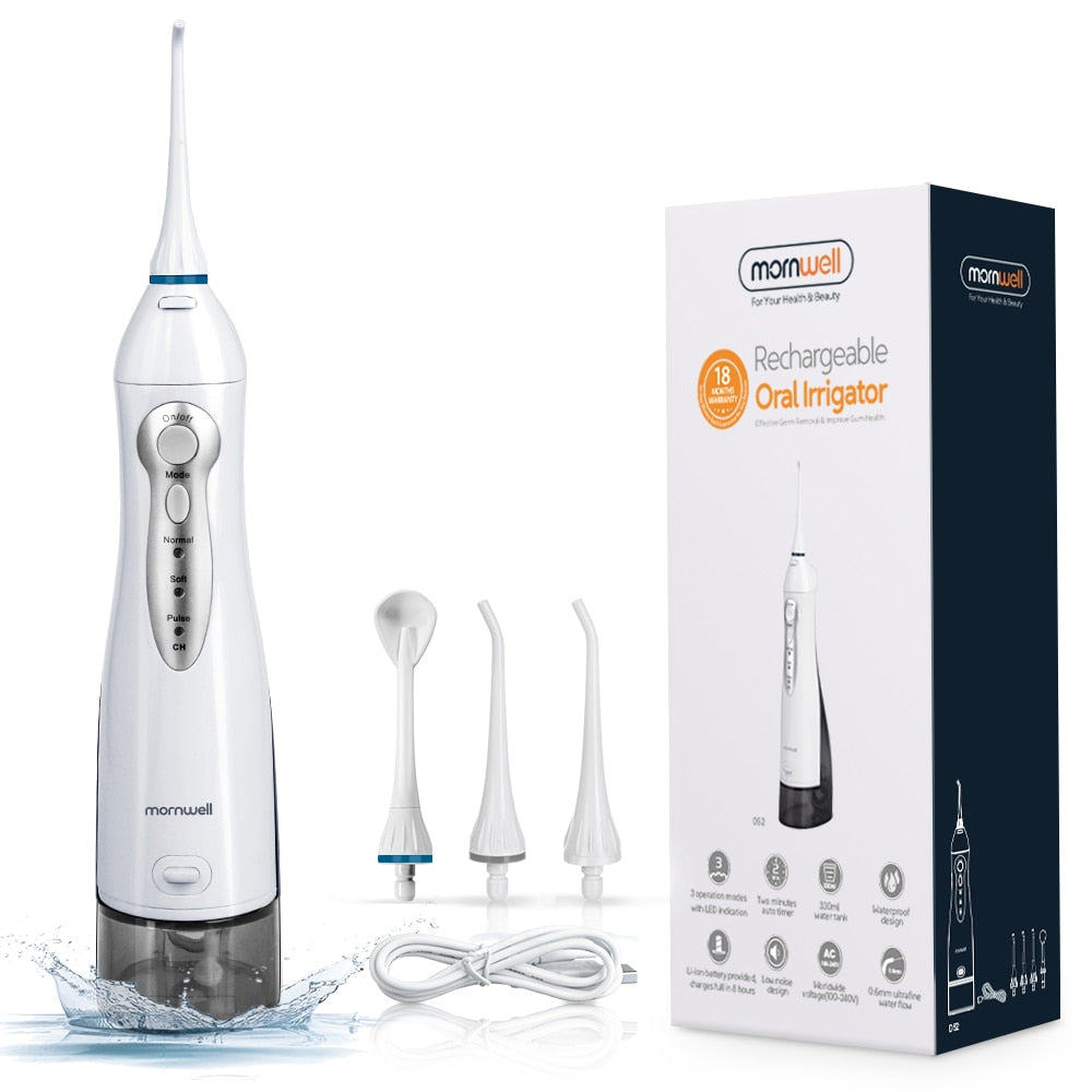 Electrical Toothbrush USB Rechargeable Water Flosser Portable Dental Water Jet 300ML Water Tank