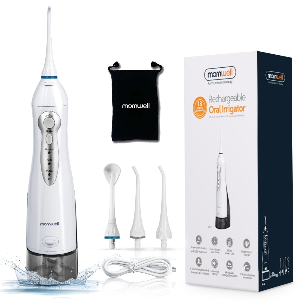 Electrical Toothbrush USB Rechargeable Water Flosser Portable Dental Water Jet 300ML Water Tank