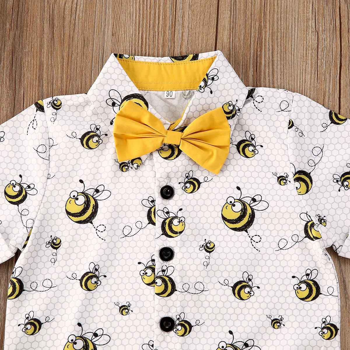 Infant Baby Boy Clothes Set Bee Print Short Sleeve T Shirts Tops+Shorts 2pcs