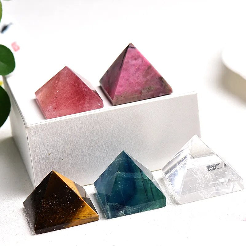 1PC 100% Natural Pyramid Tigers Eye Reiki Healing Stone Crystal