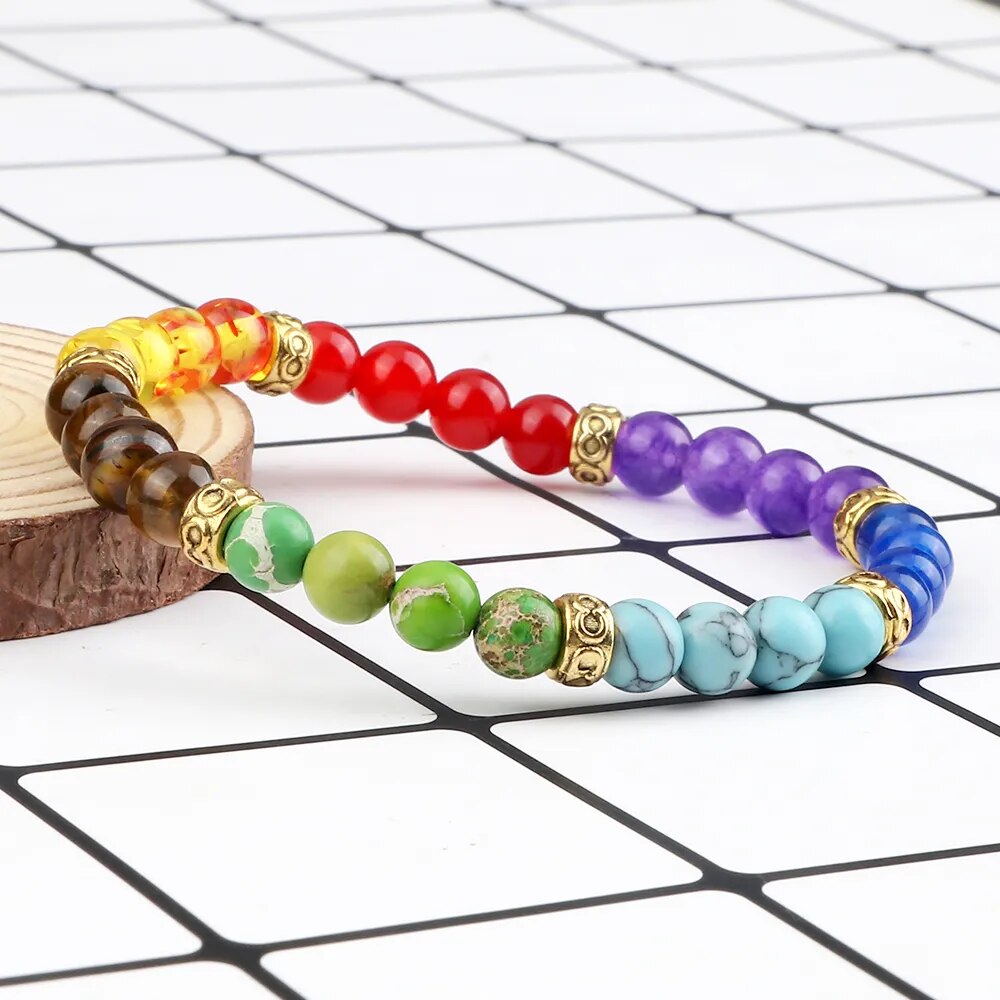 7 Chakra Reiki Healing Beads Bracelet Stone Beaded Stretch Bracelet Adjustable Braided Bangle Jewelry