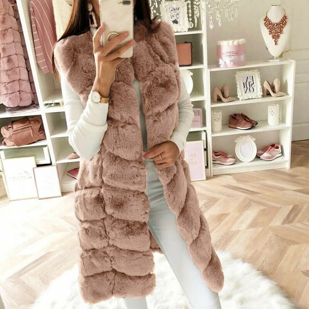 High Quality Warm Faux Fur Vest Coat Jacket