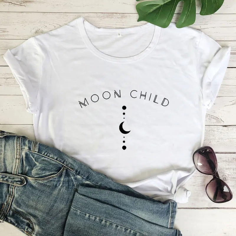 Moon Child T-shirt Spiritual Girl Gothic Tshirt Aesthetic Graphic Tee Shirt Top