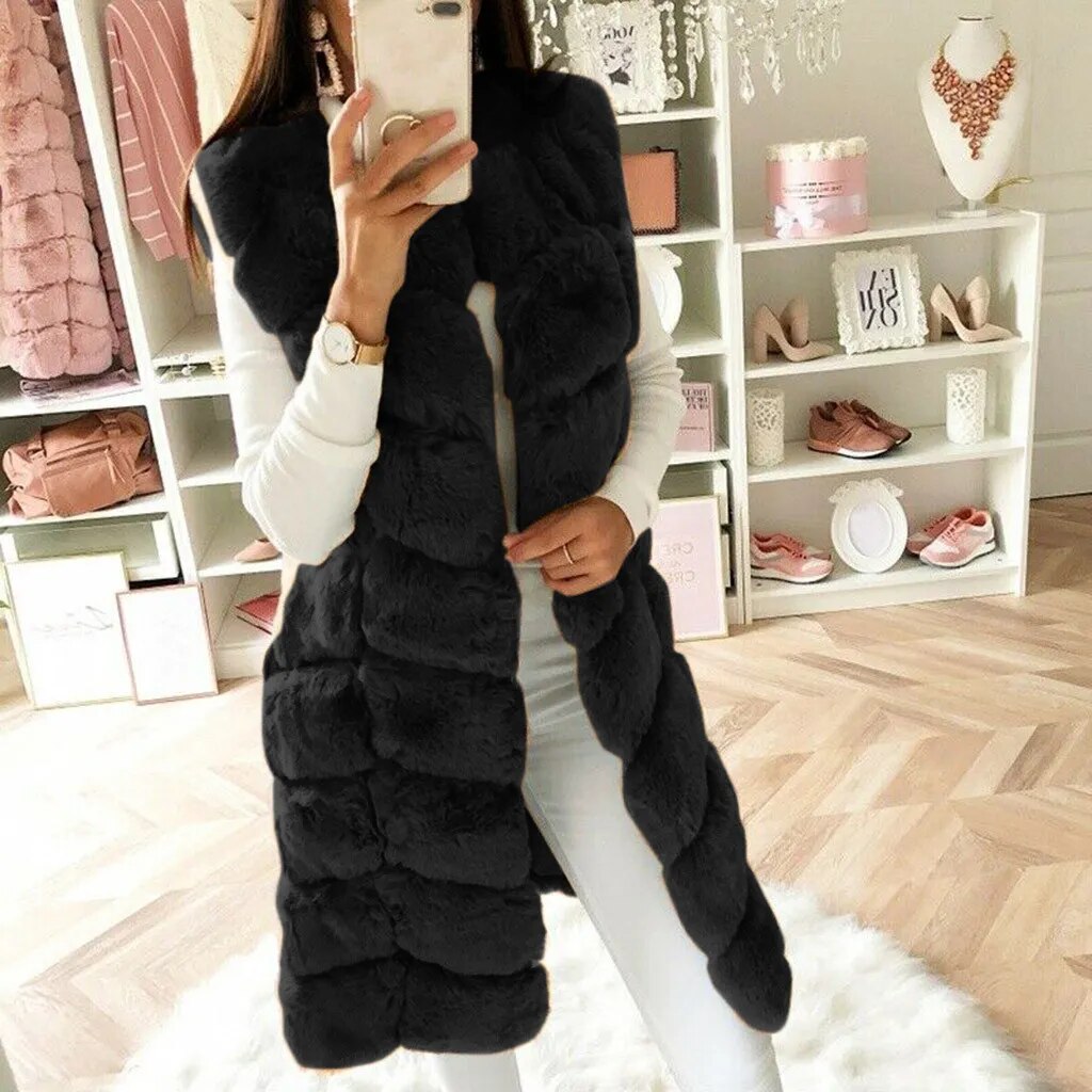 High Quality Warm Faux Fur Vest Coat Jacket