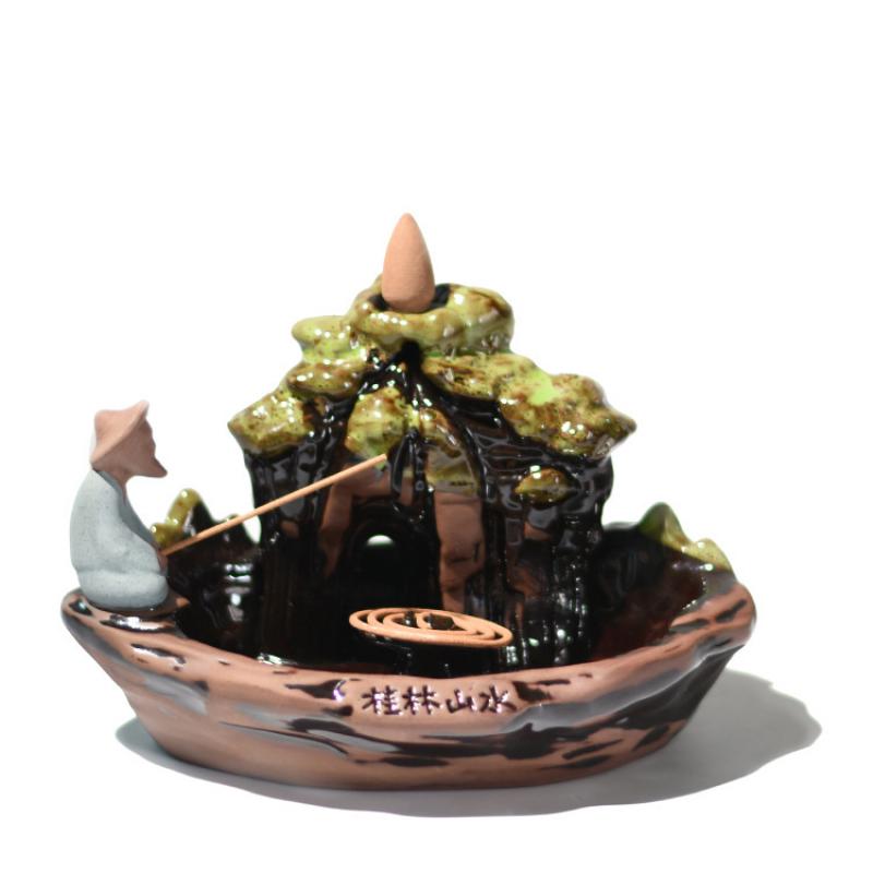 Buddha Lotus Incense Stand Stick Holder Waterfall Aroma Incense Burner Decor