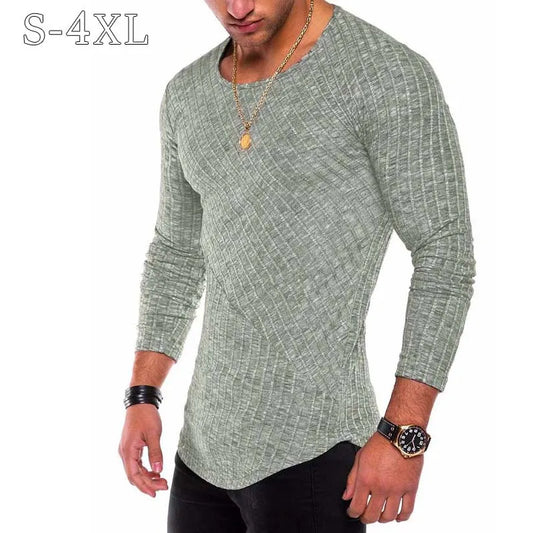 Plus Size S-4XL Slim Fit Thin Sweater O-Neck Knitted Pullover Casual Men Sweaters