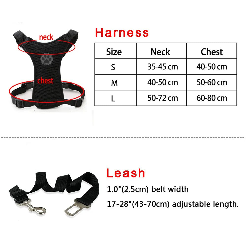 Car Seat Dog Harness Leash Vehicle Seat Safety Dog Belt For Medium Large Dogs