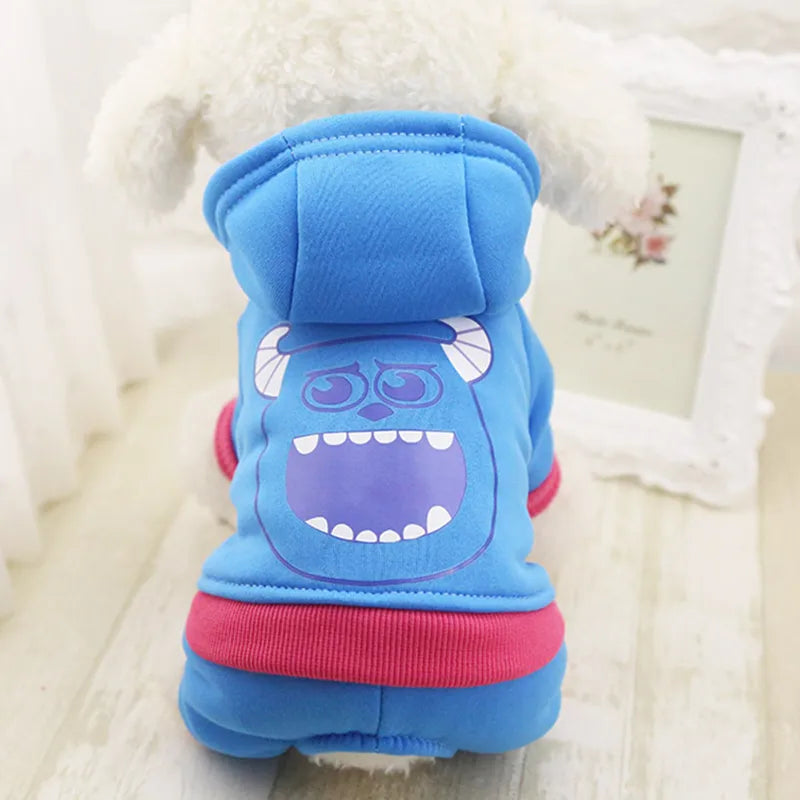 Dog Fleece Hoodies Cartoon Costume Warm Winter Dog Clothes Coat Jacket Jumpsuit