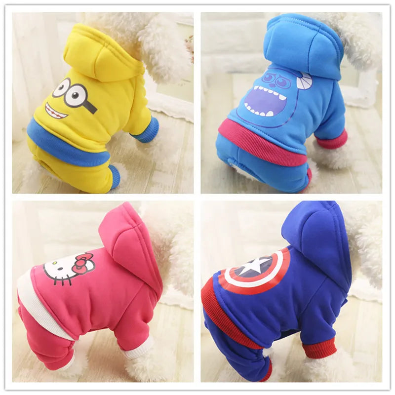 Dog Fleece Hoodies Cartoon Costume Warm Winter Dog Clothes Coat Jacket Jumpsuit