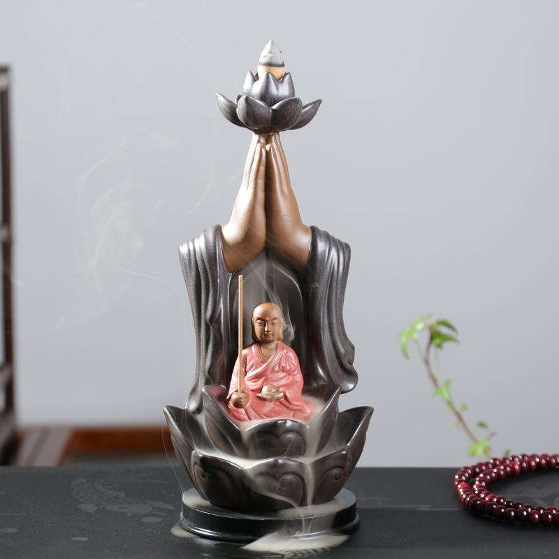 Buddha Lotus Incense Stand Stick Holder Waterfall Aroma Incense Burner Decor