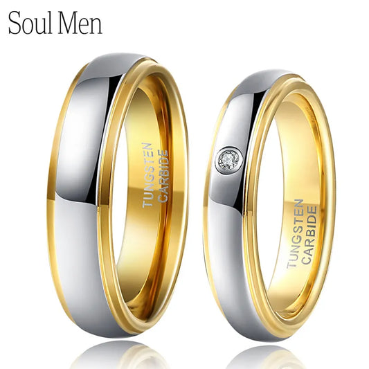 Couple Wedding Rings With Stones For Matching Engagement Rings Silver Color Gold Color