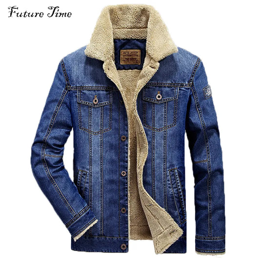 Thick Denim Jacket Coat Thick Warm Winter Outwear