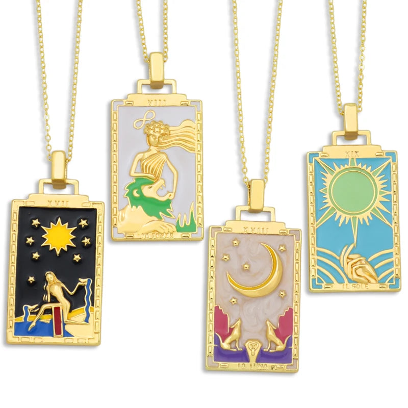 Moon Star and Sun Pendant Necklace Jewelry