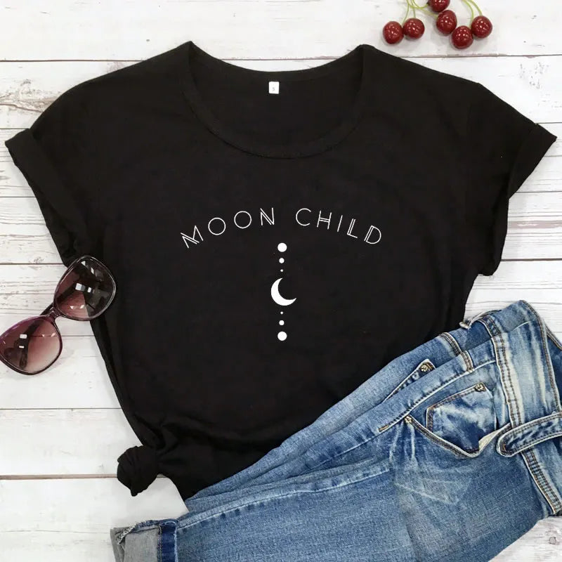 Moon Child T-shirt Spiritual Girl Gothic Tshirt Aesthetic Graphic Tee Shirt Top