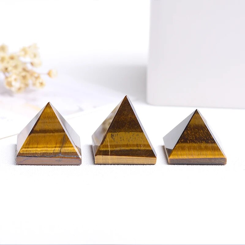 1PC 100% Natural Pyramid Tigers Eye Reiki Healing Stone Crystal