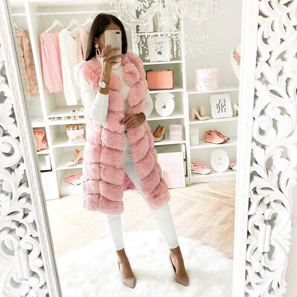 High Quality Warm Faux Fur Vest Coat Jacket