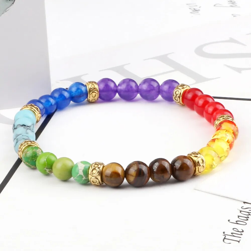 7 Chakra Reiki Healing Beads Bracelet Stone Beaded Stretch Bracelet Adjustable Braided Bangle Jewelry