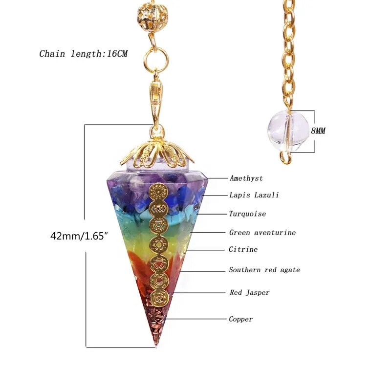 Pendulum Hexagonal Energy Healing Crystal Amulet Pendulum for Chakra, Reiki and Meditation