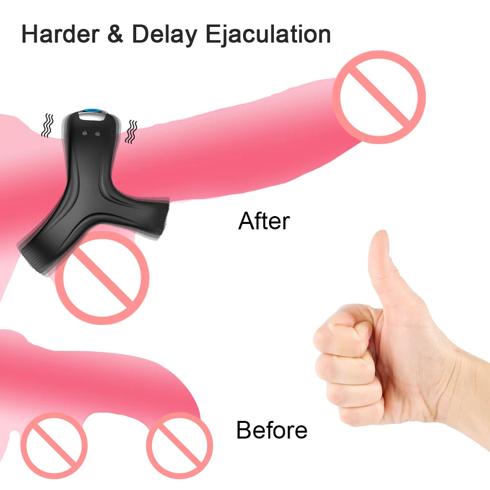 Penis Ring Vibrator for Ejaculation Delay Sex Toy Couple Ring