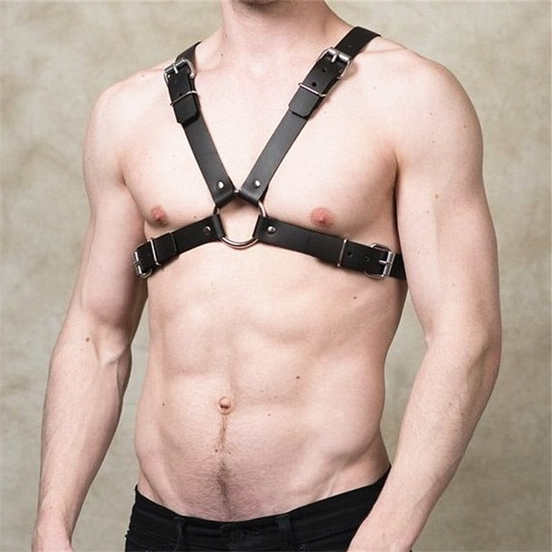 Leather Harness Suspenders Belt Adjustable Body Bondage Cage Harness Lingerie