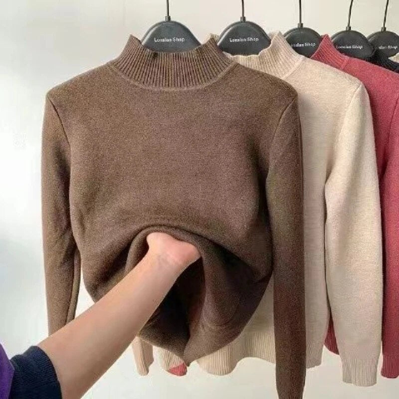 Elegant Warm Thick Turtleneck Sweater Long Sleeve Knitted Sweaters