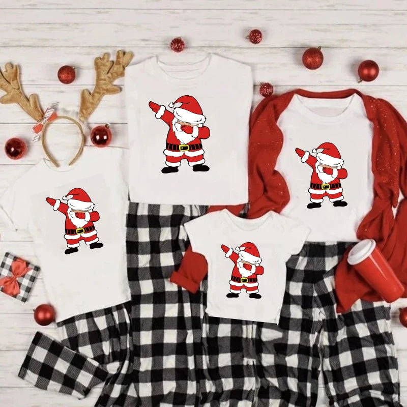 Santa Claus Reindeer Christmas Tree Family Matching T-shirt Mom Dad Kids Me Baby Outfit Father Mother Daughter Son Girl Boys T-shirt