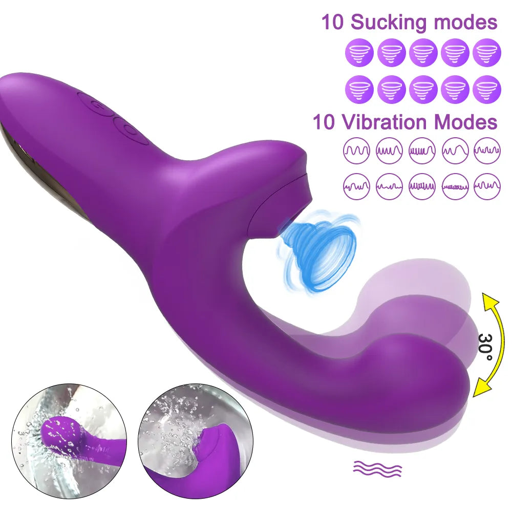 20 Speeds Powerful Dildo Vibrator Clitoris Sucker Vacuum Stimulator Mimic Finger Wiggling Sex Toy