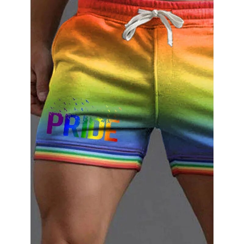 Casual Striped Pride Rainbow Shorts