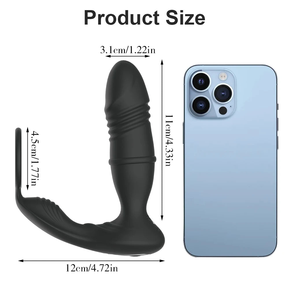 Male Thrusting Prostate Massager Bluetooth APP Vibrator for Men Gay Anal Plug Wireless Remote Butt Plug Sex Toy for Couples