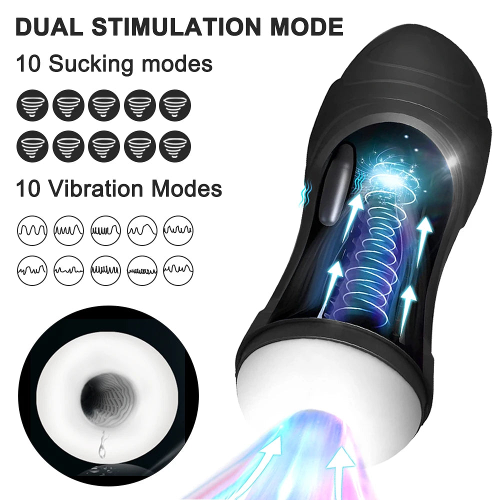 Automatic Male Sucking Mastubator Vibration Blowjob Machine Masturbation Cup Sex Toy Adult Goods for Men Masturbate Supplies