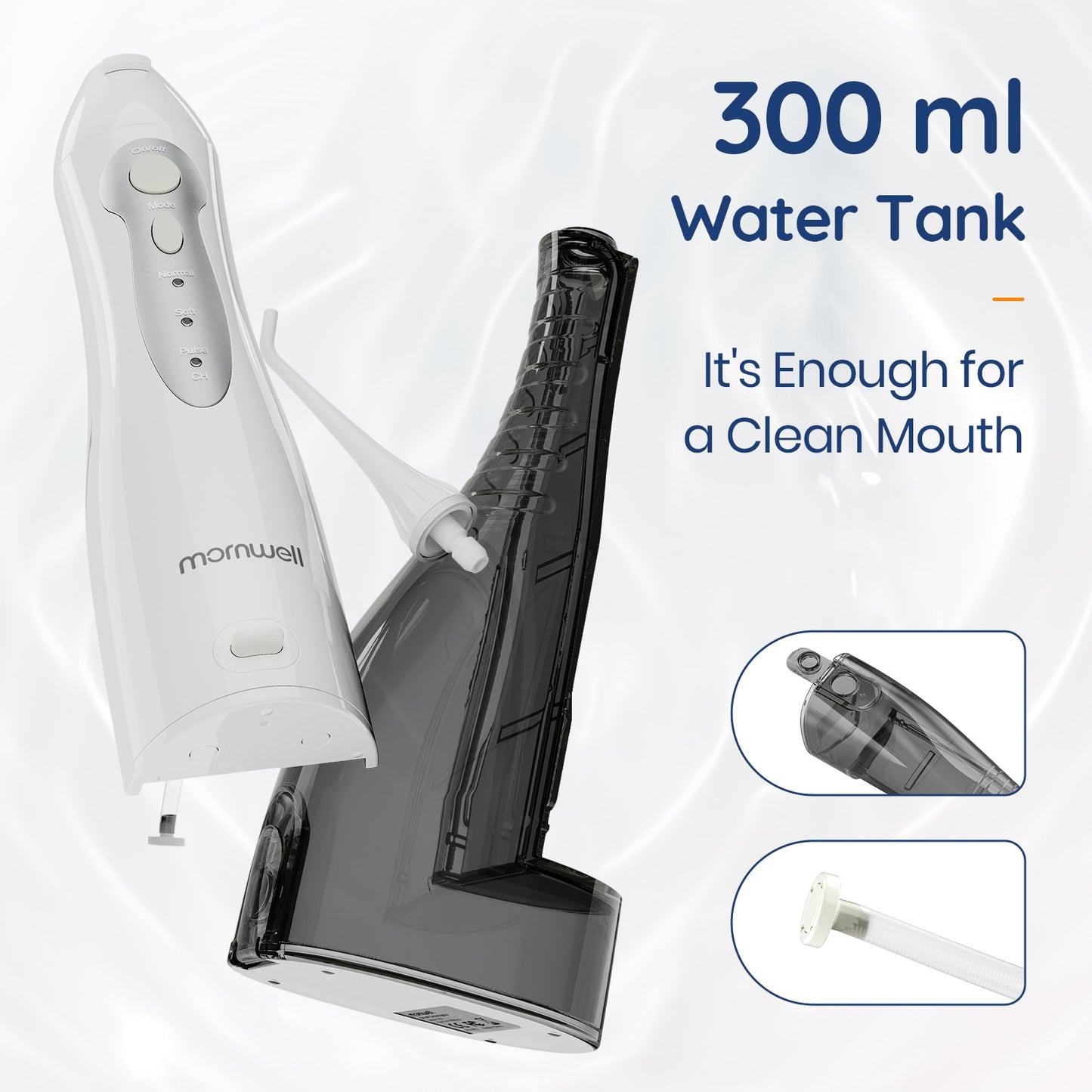 Electrical Toothbrush USB Rechargeable Water Flosser Portable Dental Water Jet 300ML Water Tank