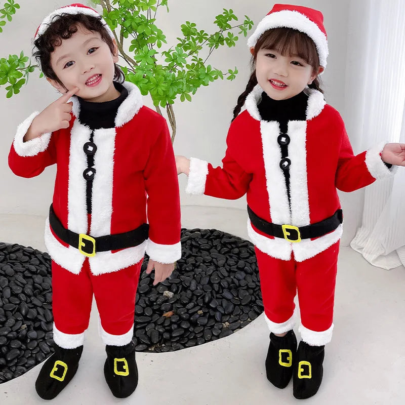 Elf Santa Claus Costume For Kids Children Christmas Party Dress Suit Set