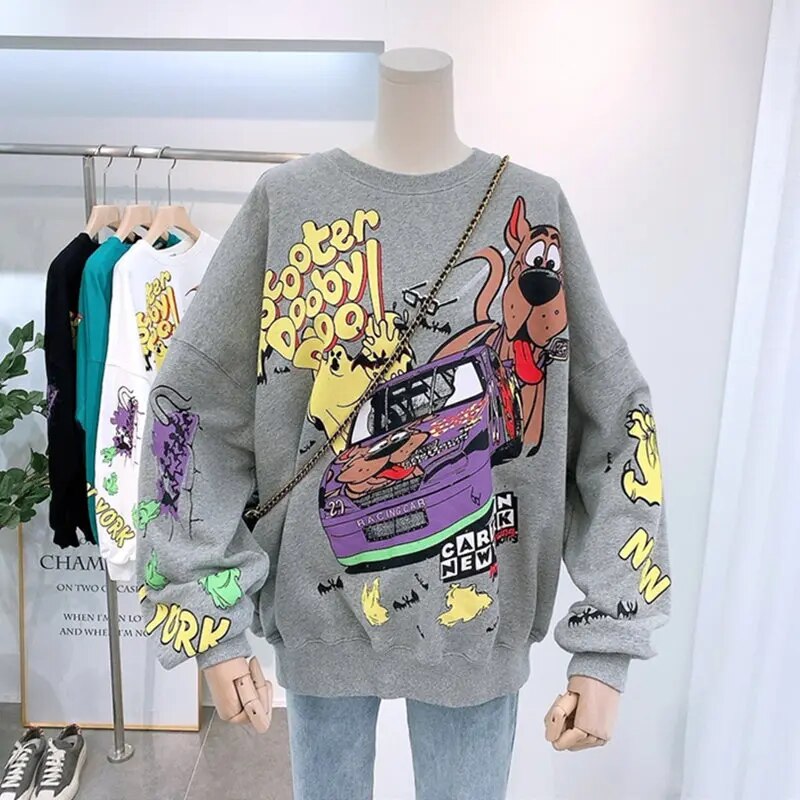 Printed Scooby Doo Cartoon Hoodie Harajuku Cotton Oversized Sweatshirt