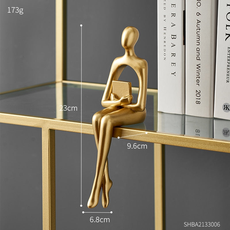 Figurines for Indoor Decoration Home Modern Decorative Sculpture Nordic Decor Resin Figures Gold Abstract Art Statue