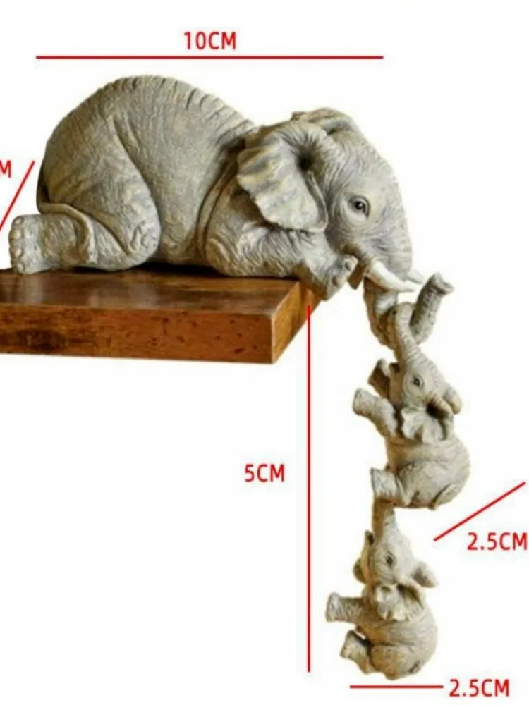 3pcs/set Elephant Figurines Holding Baby Elephant Resin Crafts