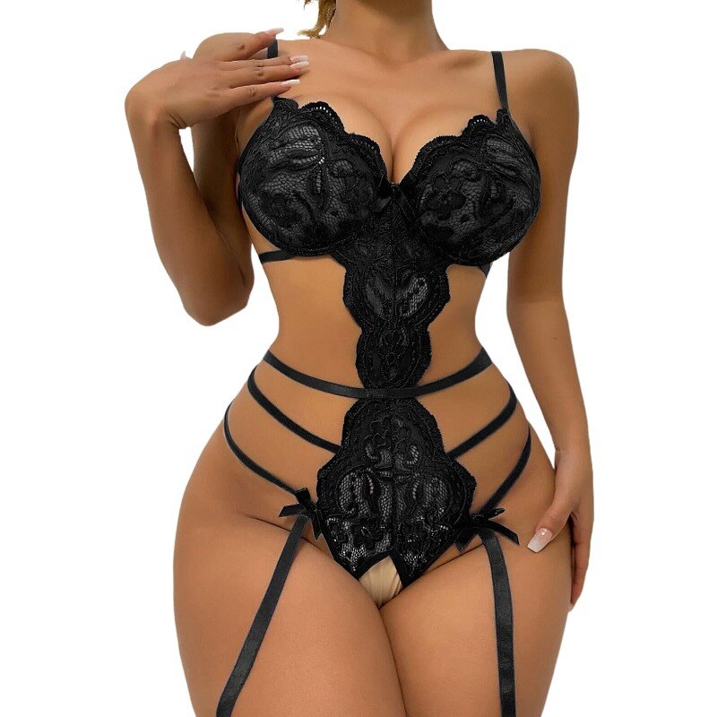 Erotic Lingerie Suspenders Lace Open Crotch Underwear Adult Lingerie Hot Erotic One-piece Bodysuit