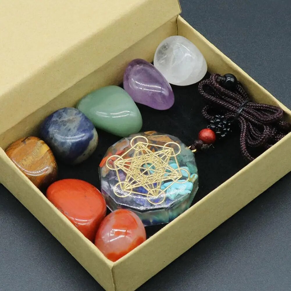 Chakra Healing Meditation Reiki Crystal Stone Necklace Pendant Kit