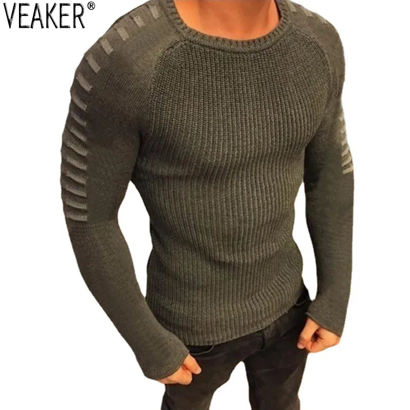 Men's Sexy Slim Fit Sweater Pullover Casual Round Neck Knitted Sweater