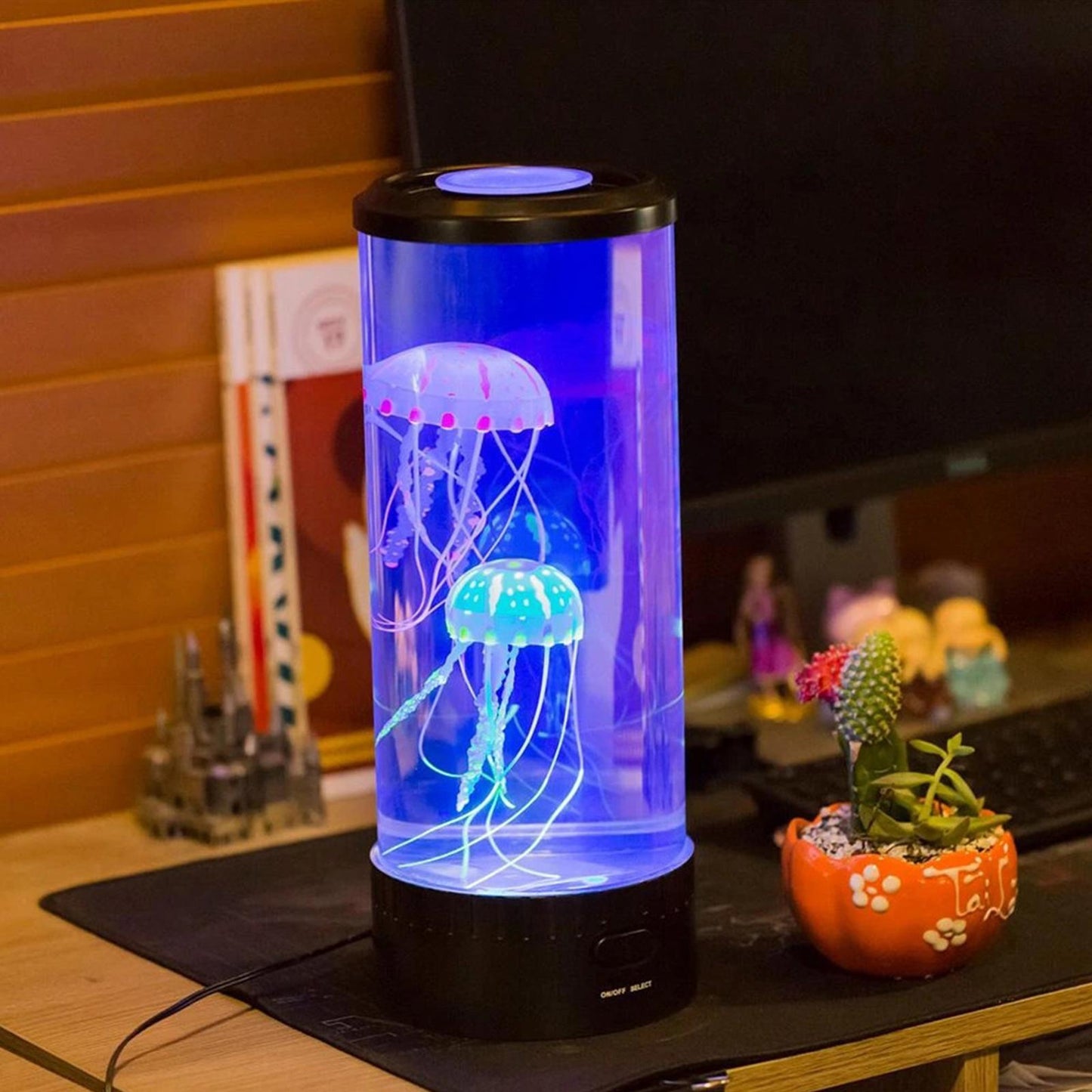 LED Floating Jellyfish Lamp Aquarium Bedside Night Light