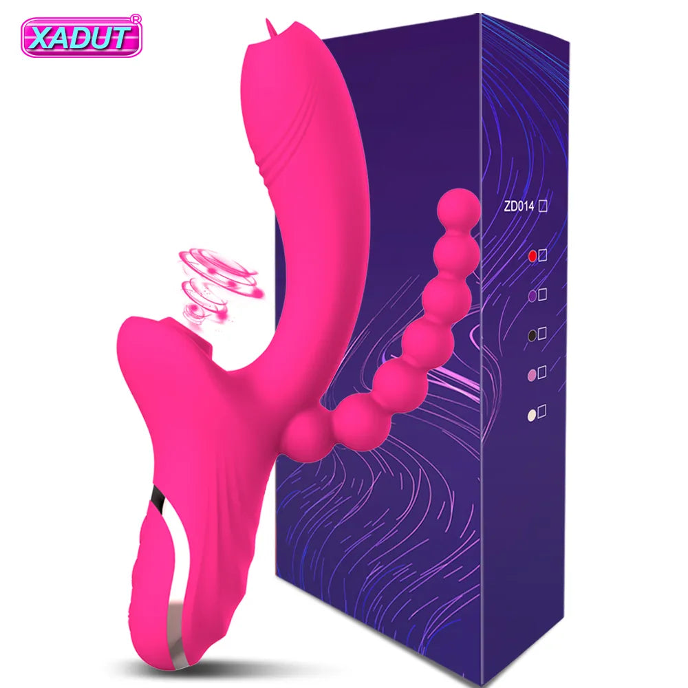 3 in 1 Clitoris Sucker Dildo Vibrator G Spot Tongue Licking Vacuum Stimulator Sex Toy Adult Goods