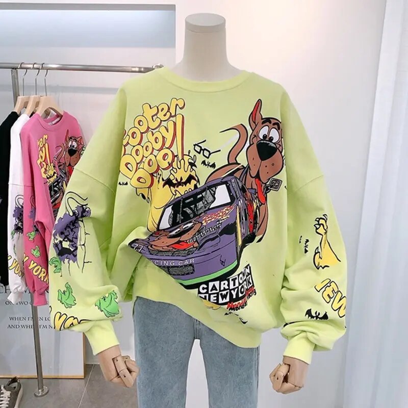 Printed Scooby Doo Cartoon Hoodie Harajuku Cotton Oversized Sweatshirt